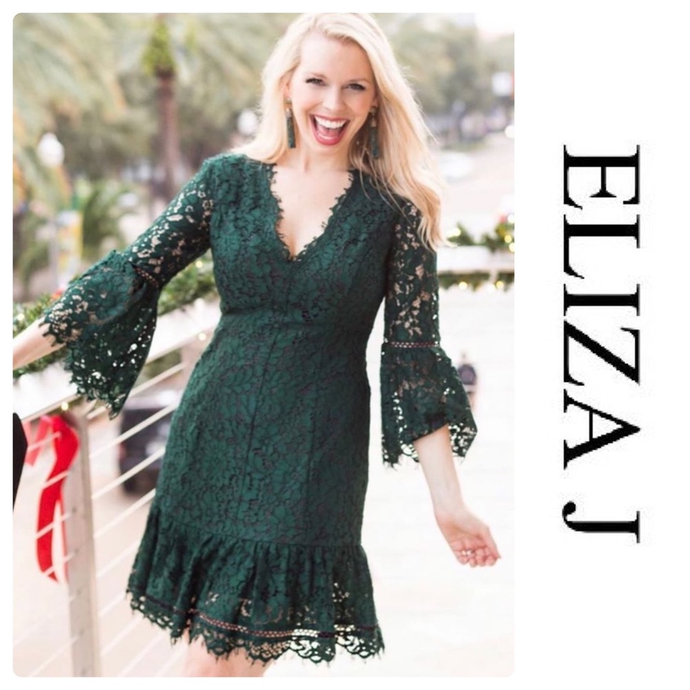 Eliza J Green Lace Dress